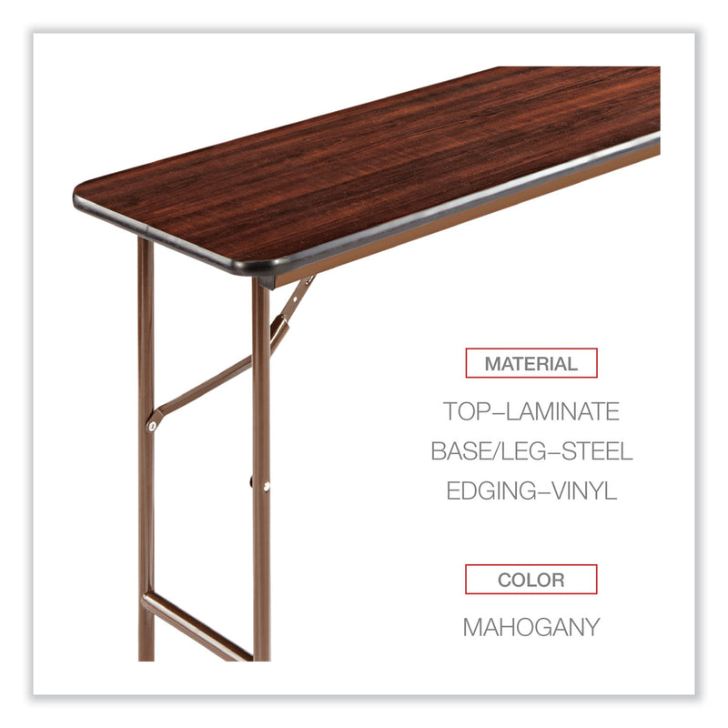 Alera Wood Folding Table, Rectangular, 59.88w x 17.75d x 29.13h, Mahogany