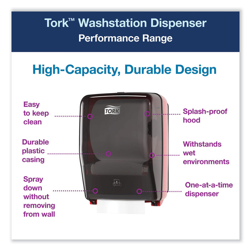 Tork Washstation Dispenser, 12.56 x 10.57 x 18.09, Red/Smoke