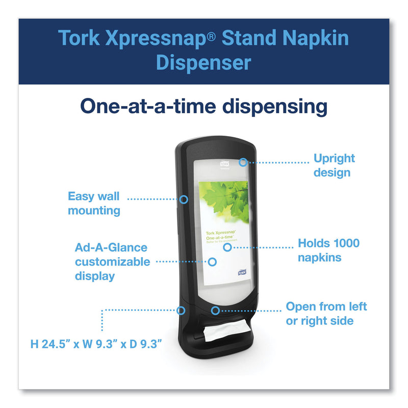 Tork Xpressnap Stand Napkin Dispenser, 9.25 x 9.25 x 24.5, Black