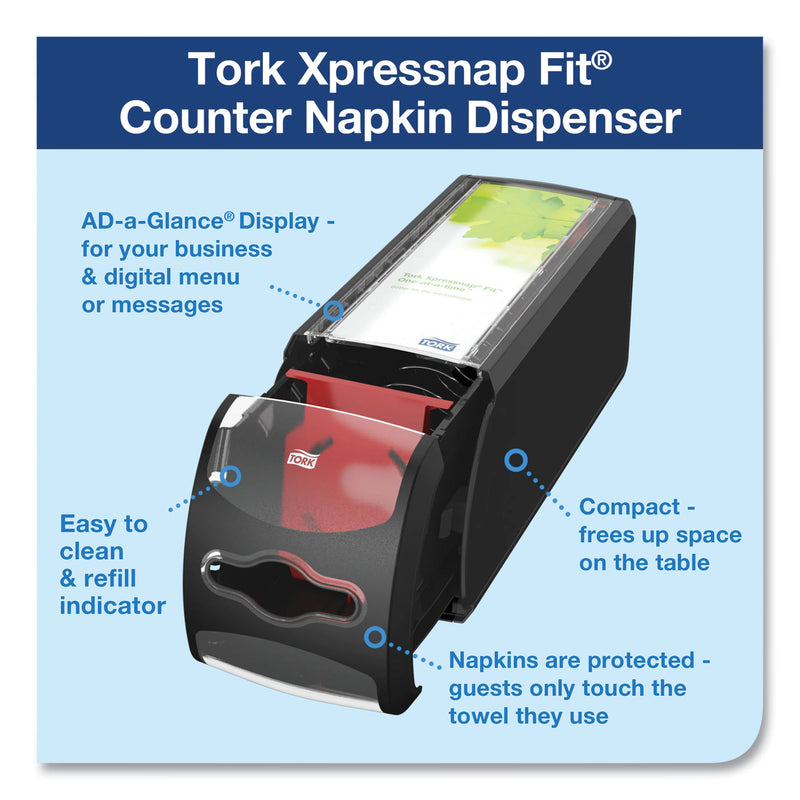 Tork Xpressnap Fit Napkin Dispenser, Countertop, 4.8 x 12.8 x 5.6, Black