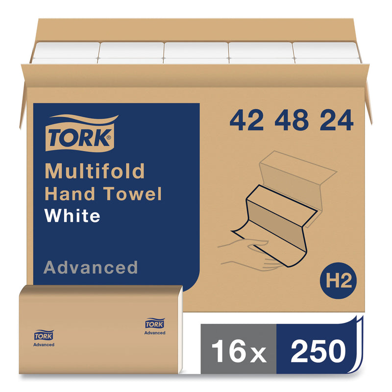 Tork Advanced Multifold Hand Towel, 9 x 9.5, White, 250/Pack, 16 Packs/Carton