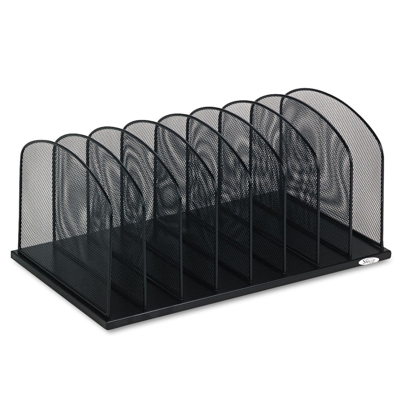 Safco Onyx Mesh Desk Organizer with Upright Sections, 8 Sections, Letter to Legal Size Files, 19.5" x 11.5" x 8.25", Black