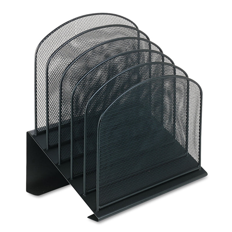 Safco Onyx Mesh Desk Organizer with Tiered Sections, 5 Sections, Letter to Legal Size Files, 11.25" x 7.25" x 12", Black