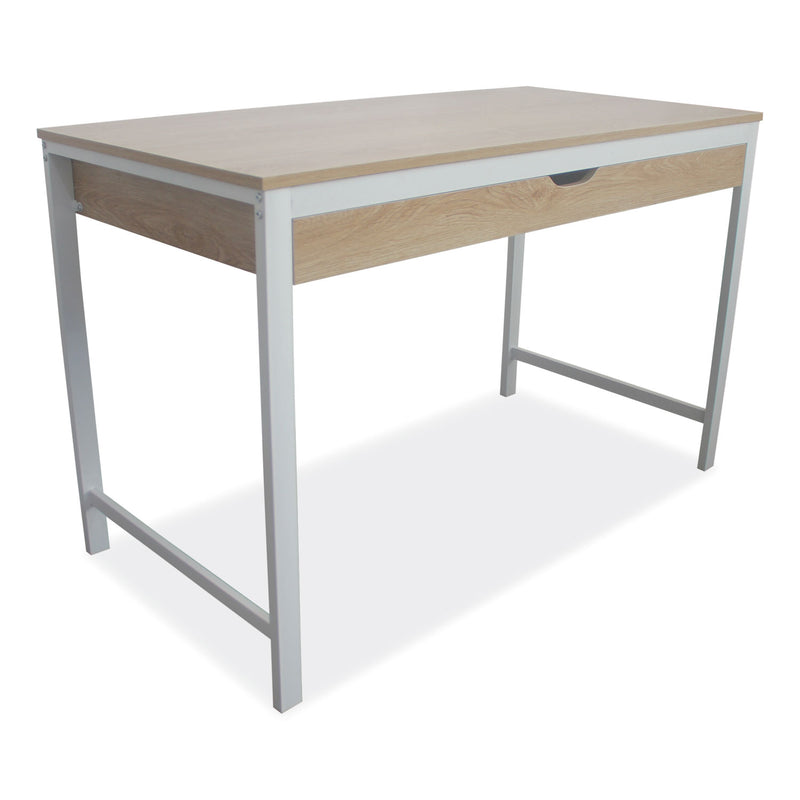 Workspace by Alera Modern Writing Desk, 47.24" x 23.62" x 29.92", Beigewood/White