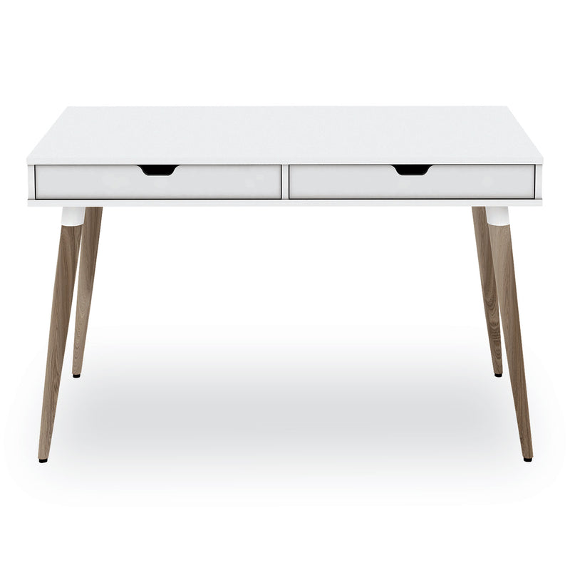 Workspace by Alera Scandinavian Writing Desk, 47.24" x 23.62" x 29.53", White/Beigewood