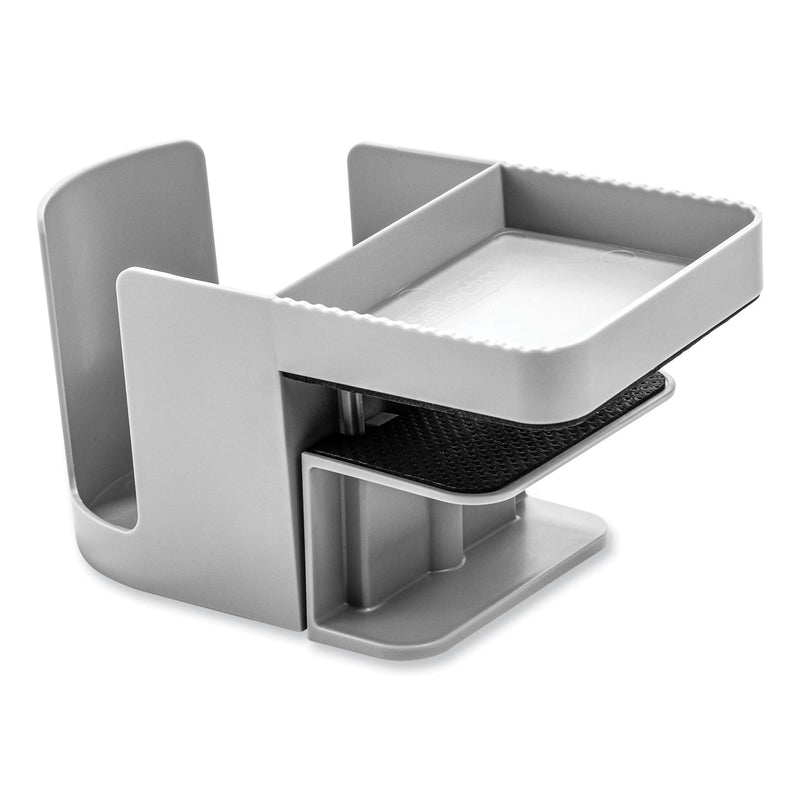 deflecto Standing Desk Cup Holder Organizer, Two Sections, 3.94 x 7.04 x 3.54, Gray