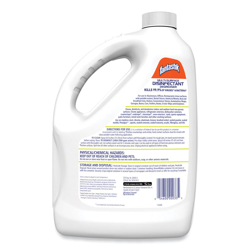 Fantastik Multi-Surface Disinfectant Degreaser, Pleasant Scent, 1 Gallon Bottle, 4/Carton