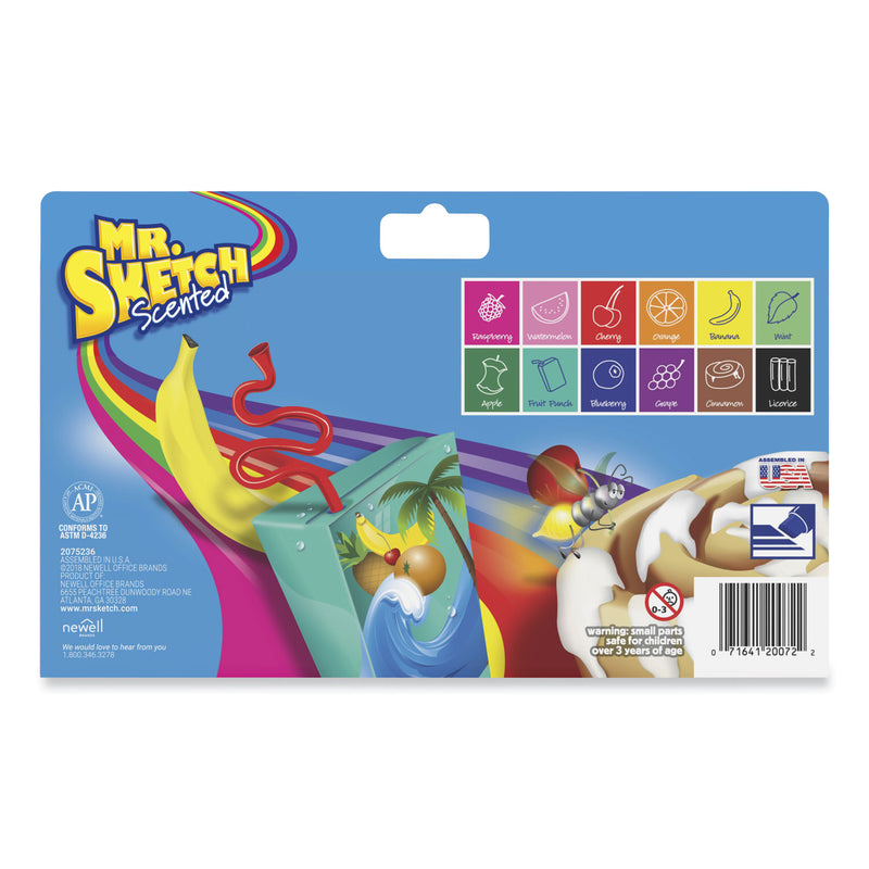 Mr. Sketch Scented Watercolor Marker, Broad Chisel Tip, Assorted Colors, 12/Set