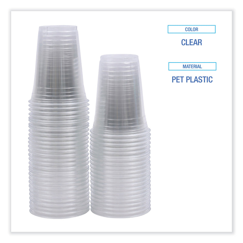 Boardwalk Clear Plastic Cold Cups, 16 oz, PET, 50 Cups/Sleeve, 20 Sleeves/Carton