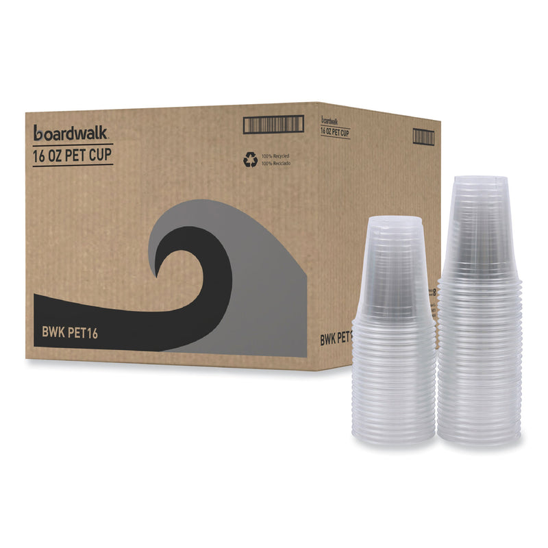 Boardwalk Clear Plastic Cold Cups, 16 oz, PET, 50 Cups/Sleeve, 20 Sleeves/Carton