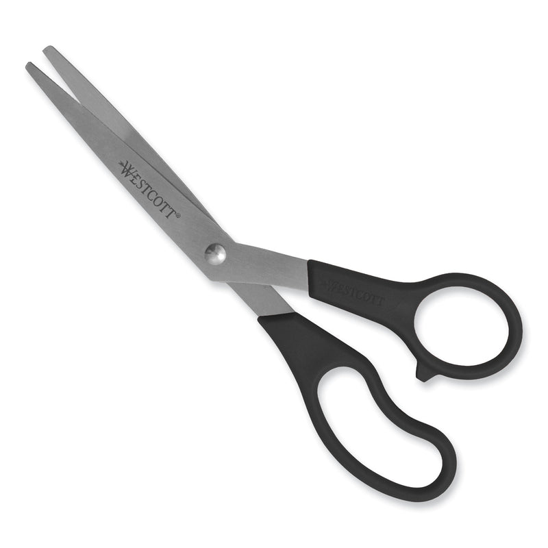 Westcott Value Line Stainless Steel Shears, 8" Long, 3.5" Cut Length, Black Offset Handles, 3/Pack