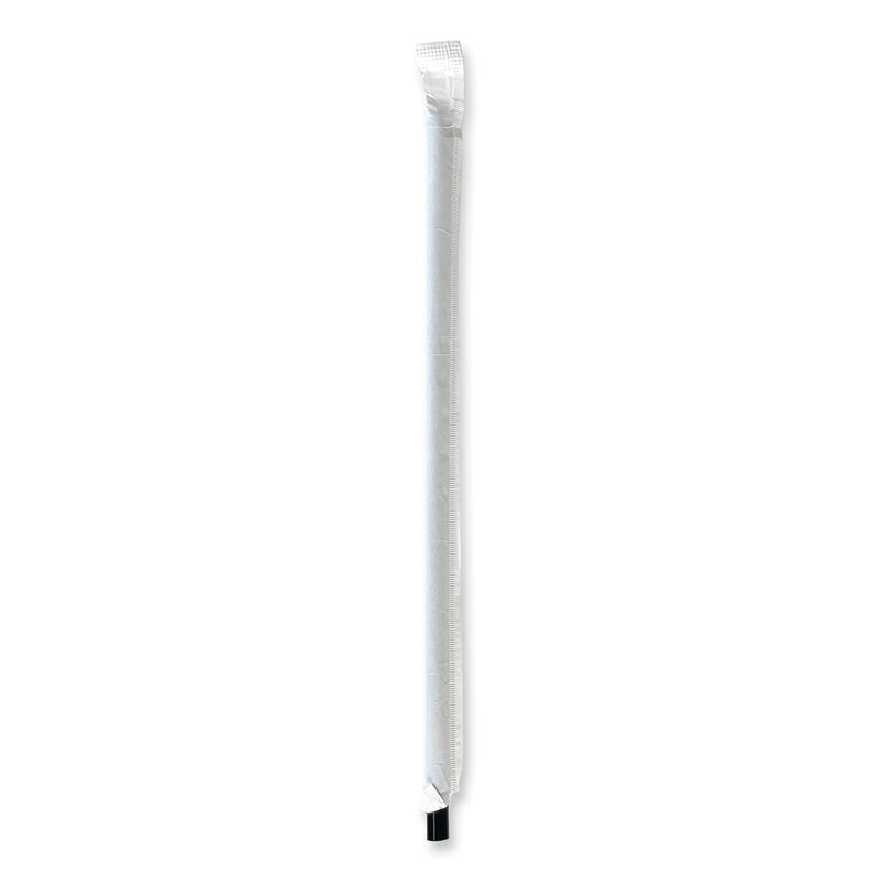 Boardwalk Wrapped Jumbo Straws, 7.75", Polypropylene, Black, 250/Pack, 50 Packs/Carton