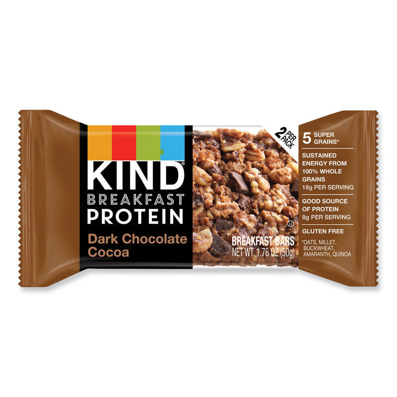 KIND Breakfast Protein Bars, Dark Chocolate Cocoa, 50 g Box, 8/Pack