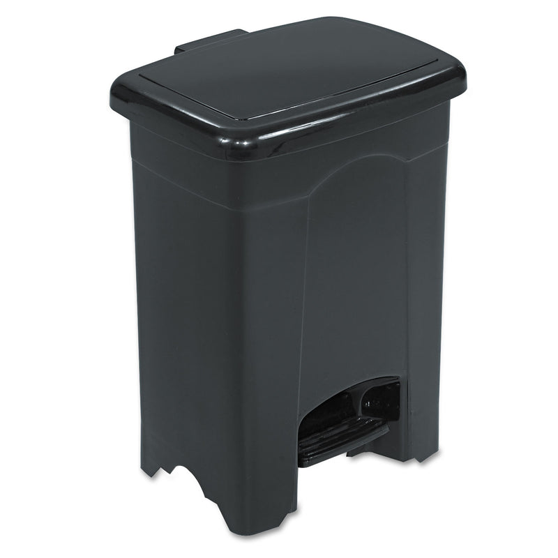 Safco Step-On Receptacle, Rectangular, Plastic, 4 gal, Black