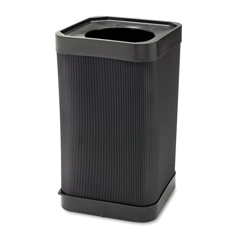 Safco At-Your Disposal Top-Open Waste Receptacle, Square, Polyethylene, 38 gal, Black