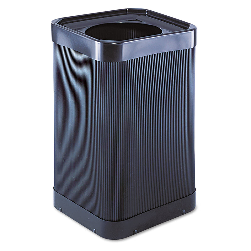 Safco At-Your Disposal Top-Open Waste Receptacle, Square, Polyethylene, 38 gal, Black