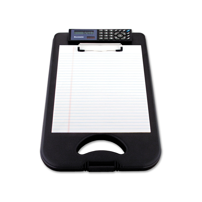 Saunders DeskMate II with Calculator, 0.5" Clip Capacity, Holds 8.5 x 11 Sheets, Black