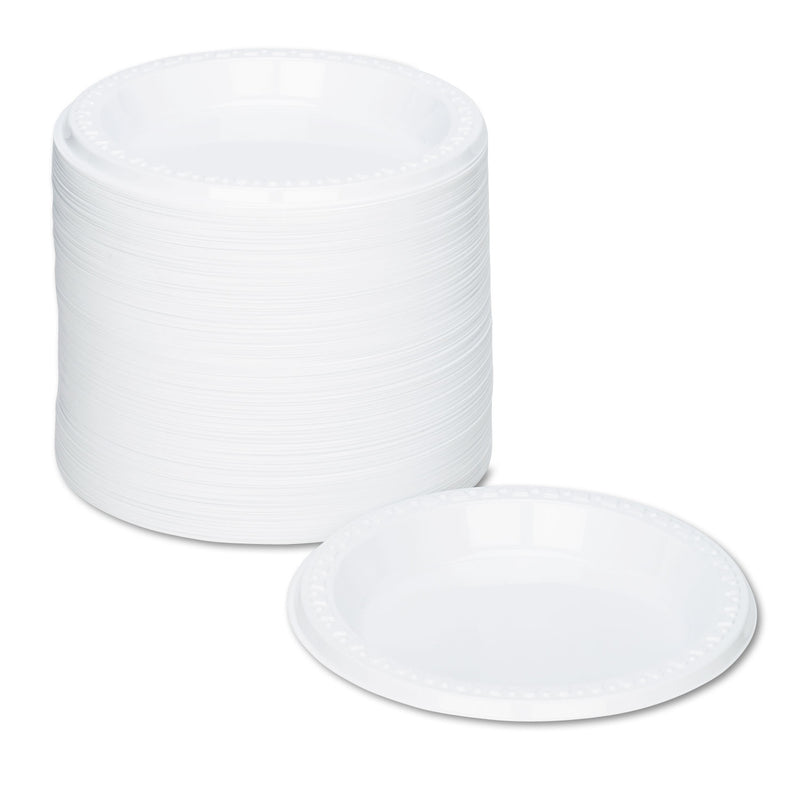 Tablemate Plastic Dinnerware, Plates, 6" dia, White, 125/Pack