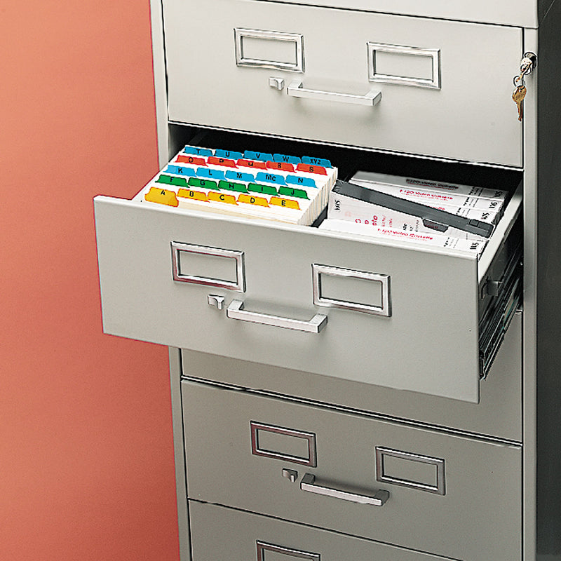 Tennsco Seven-Drawer Multimedia/Card File Cabinet, Black, 19.13" x 28.5" x 52"